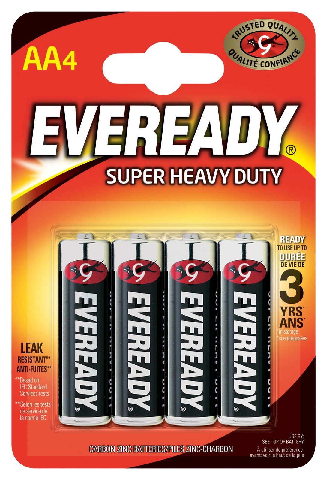 Ever Ready E300781900 Battery, Zinc Chloride, 1.5V, Aa, Pk4