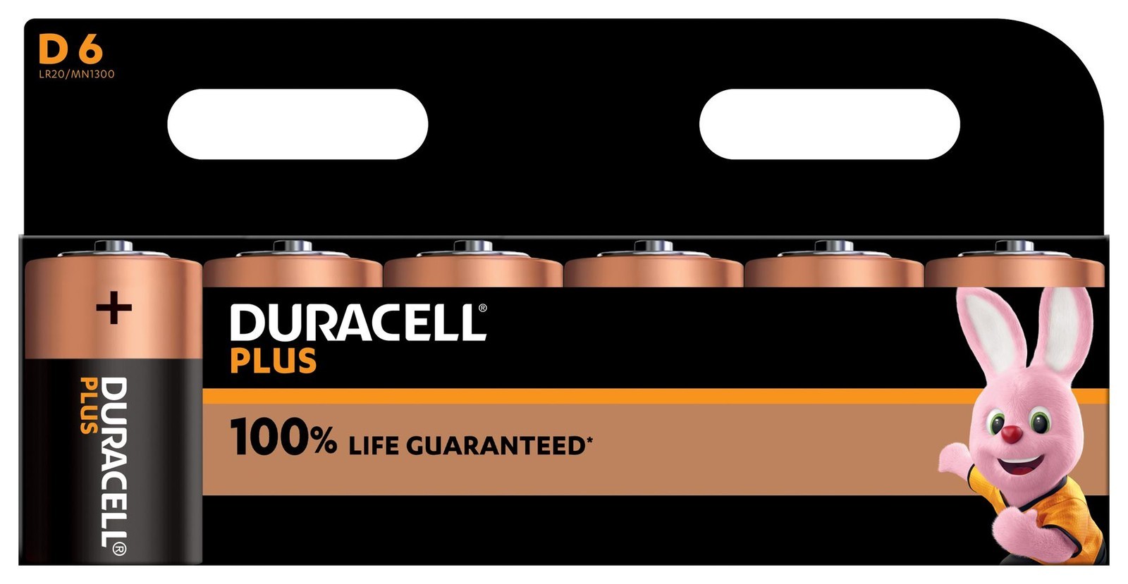 Duracell Mn1300 P6 +/pwr Battery, Alkaline, 1.5V, D, Pk6