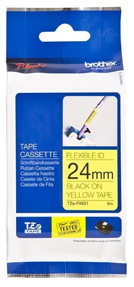 Brother Tze-Fx651 Tape, 24mm, Black/yellow, Flexible