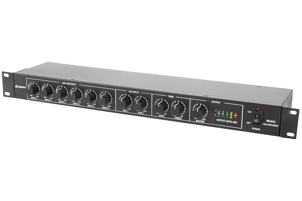 Adastra Ml622 Mic/line Rack Mixer, 8 Ch, 1U, Uk