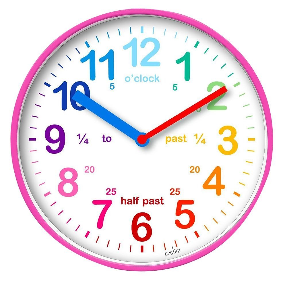 Acctim 22520 Clock Plastic Time Teach 20Cm Pink