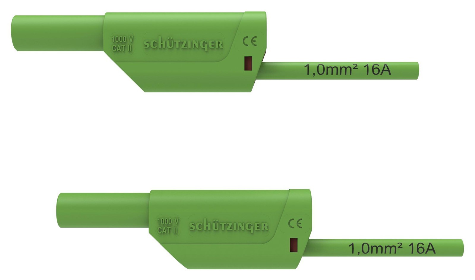Schutzinger Di Vsfk 8500 / 1 / 100 / Gn 4mm Banana Plug-Sq, Shrouded, Green, 1M