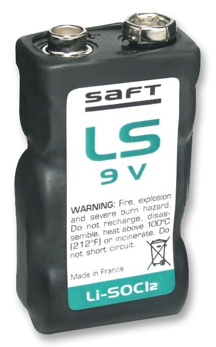Saft Ls 9V Battery, 10.8V, Lithium Ls 9V