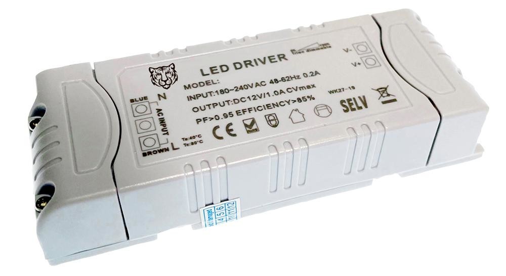 Tiger Power Supplies Led-Driver-12V-12W-Dim Led Driver, Constant Voltage, 12W