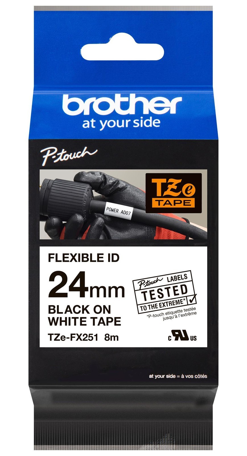 Brother Tze-Fx251 Tape, 24mm, Black/white, Flexible