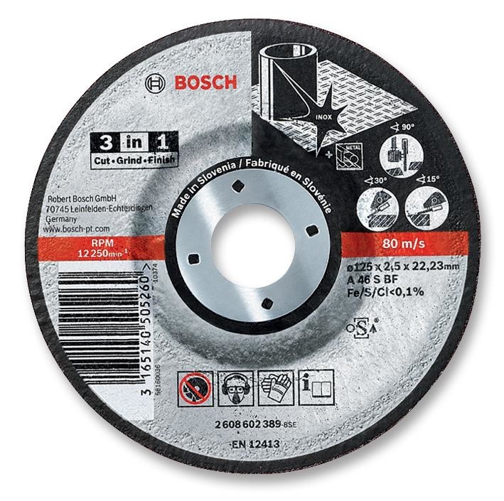 Bosch 2608602388 Grinding Disc, Inox 115X2.5X22.23mm