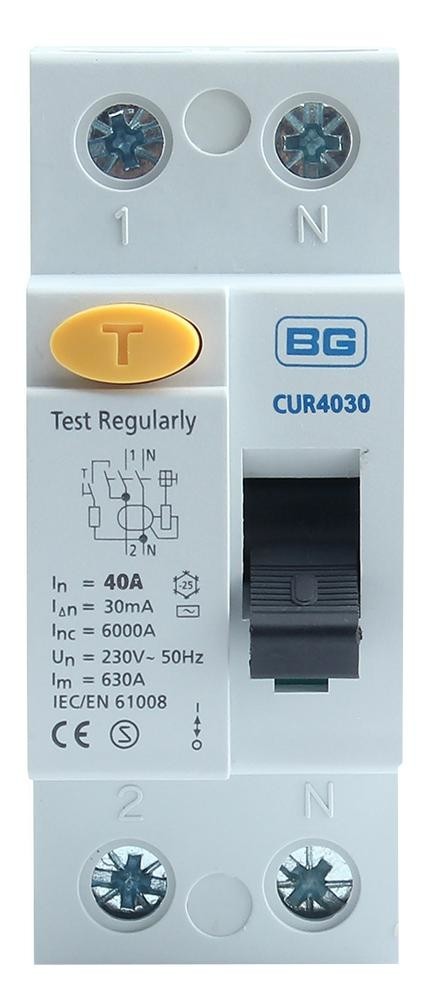 Bg Electrical Cur4030-01 40A 30Ma Type Ac Double Pole Rcd