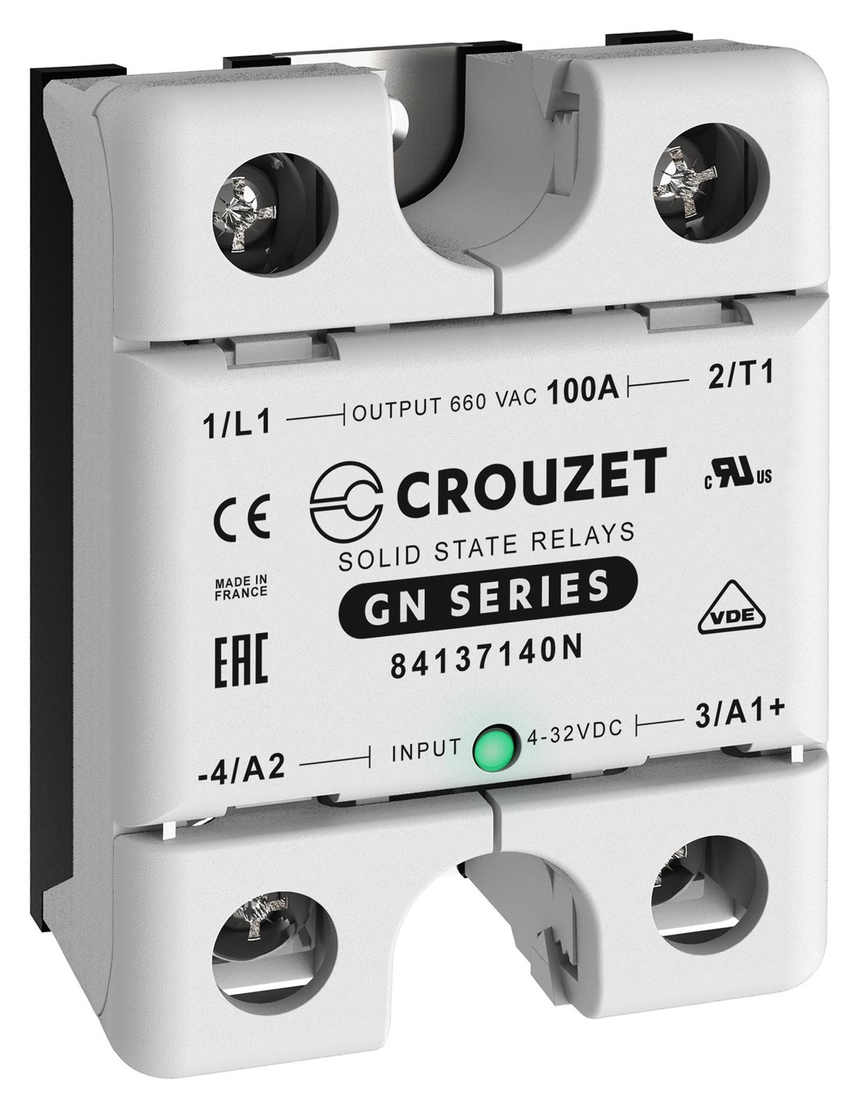 Crouzet 84137140N Solid State Relay, 100A, 48-660Vac/panel
