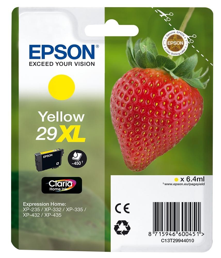 Epson C13T29944010 Ink Cartridge, T2994, Yellow Xl, Epson