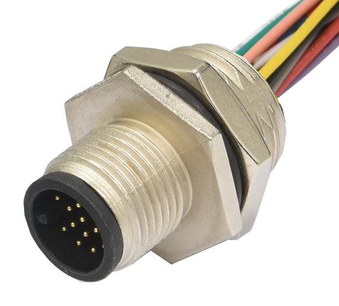 Amphenol LTW M12A-17Pmmc-Sf8C20 Sensor Cord, M12 Plug-Free End, 7.87