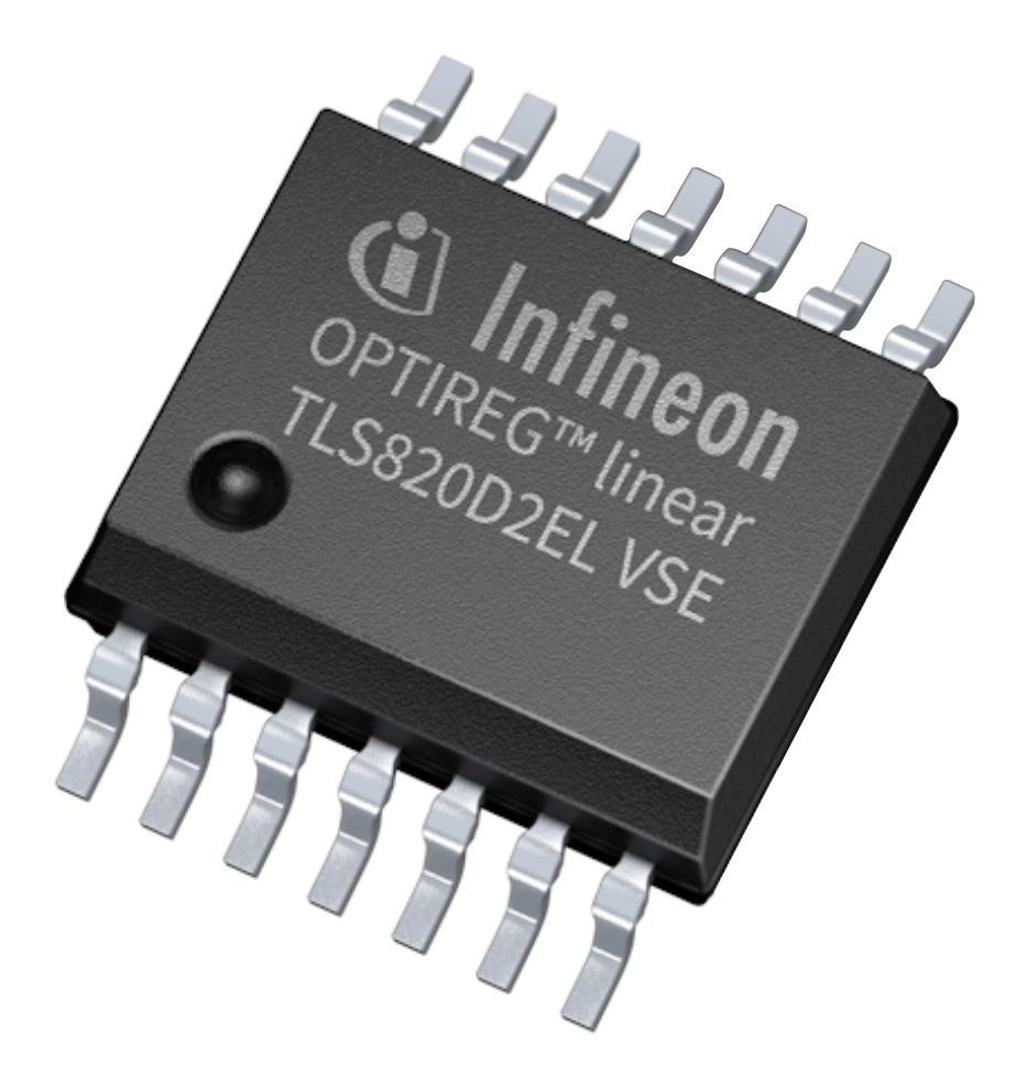 Infineon Tls820D2Elvsexuma2 Ldo, Fixd, 3.3V/5V, 0.2A/-40 To 150Deg C