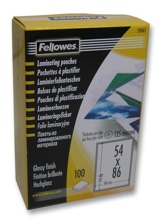 Fellowes 53063 54X86mm Pouches, Pk100