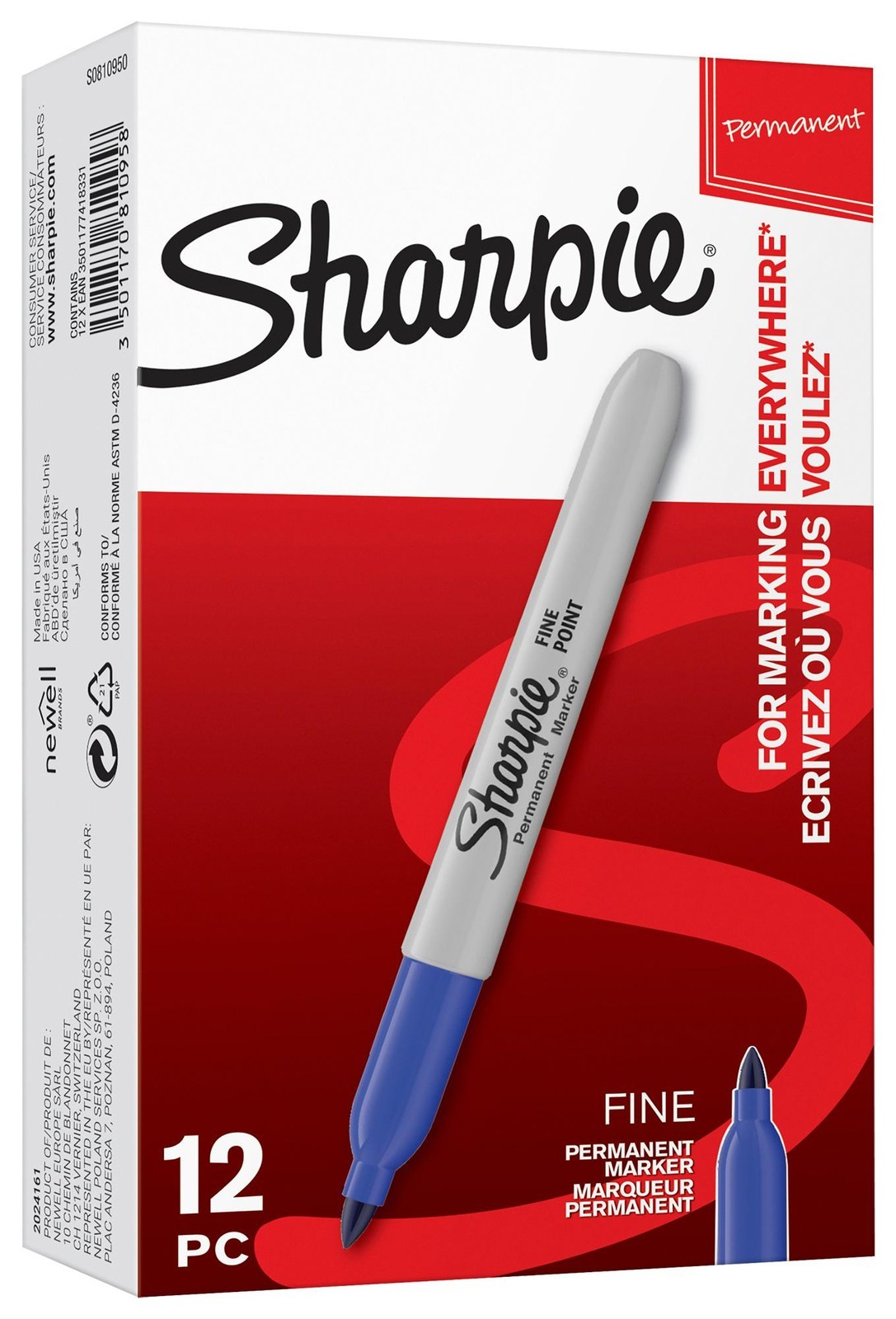 Sharpie S0810950 Marker Fine Tip Blue 12Pk