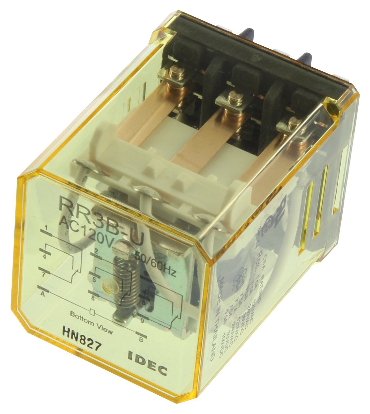 IDEC Rr3B-Uac120V Relay, 3Pdt, 120Vac, 30Vdc, 10A