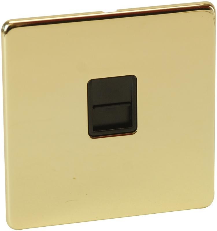 Crabtree 7783/pb Slave Telephone Socket, Polished Brass