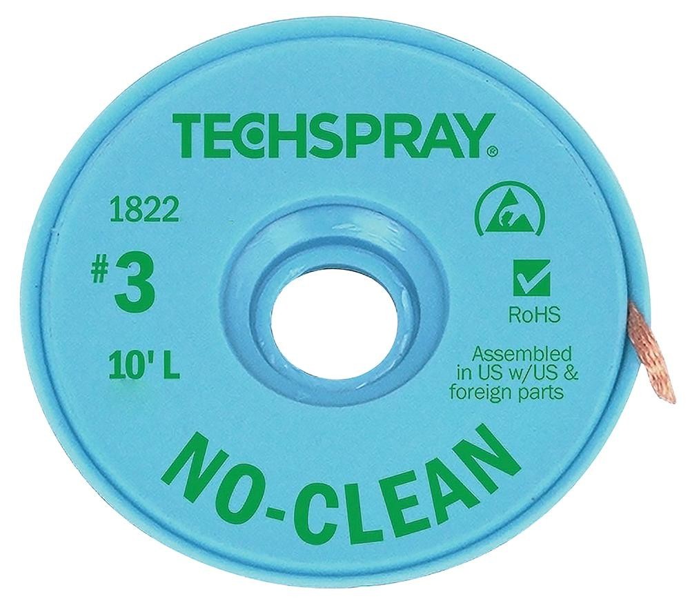 Techspray 1822-100F Braid, No-Clean Desoldering, 100Ft