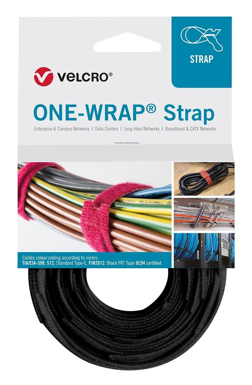 Velcro Vel-Ow64401 Hook & Loop Strap, 20mm X 150mm, Black