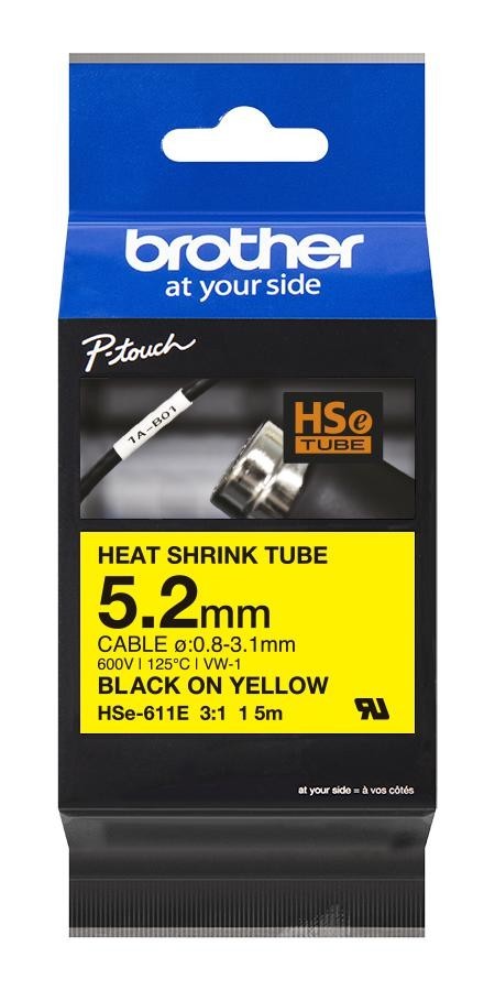 Brother Hse611E Wire Marker, Blk On Ylw, 1.5Mx5.2mm