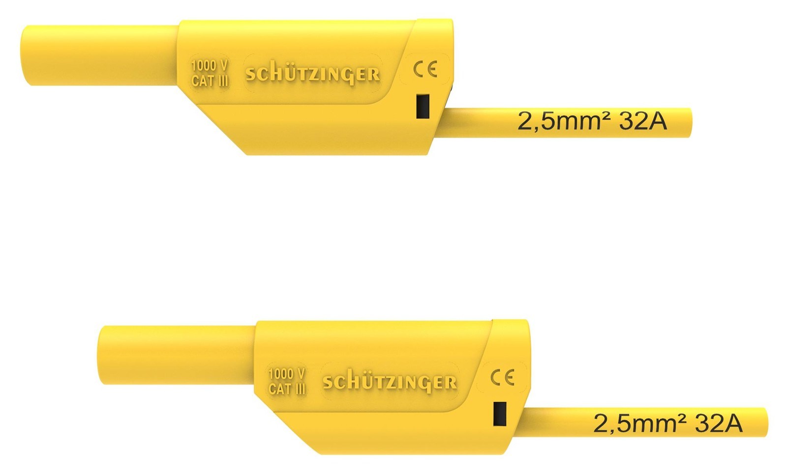 Schutzinger Di Vsfk 8700 / 2.5 / 200 / Ge 4mm Banana Plug-Sq, Shrouded, Yellow, 2M