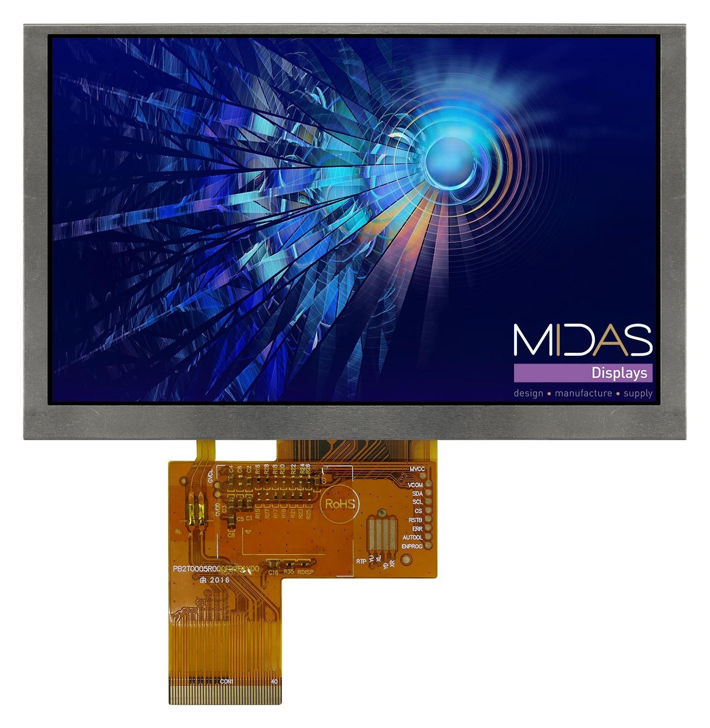 Midas Displays Mdt0500D6Ih-Lvds Lcd Tft Display, 5