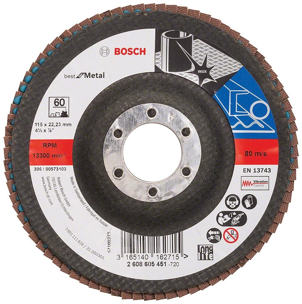 Bosch Professional (Blue) 2608605451 Flap Disc 115mm 60G