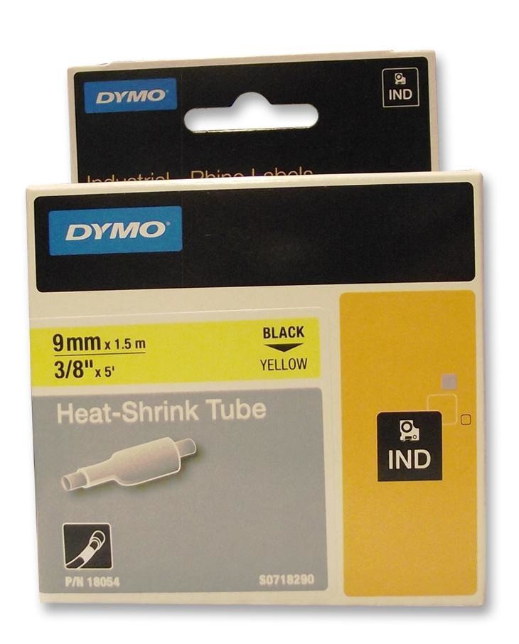 Dymo 18054 Tubing, Heat Shrink, 9mm x 1.5M, Yl