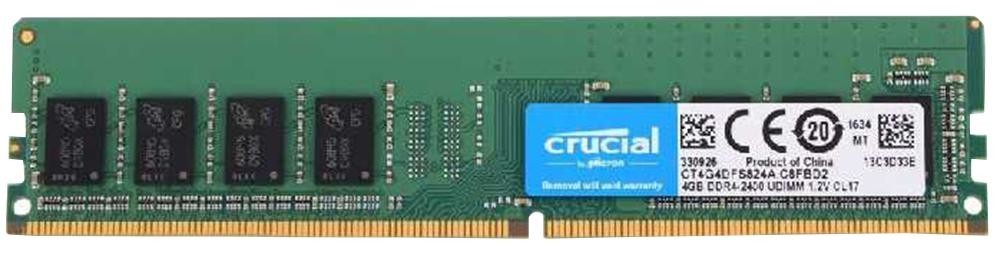 Crucial Memory Ct4G4Dfs824A Memory, 4Gb, Ddr4 Dimm Pc4-19200 2400Mhz