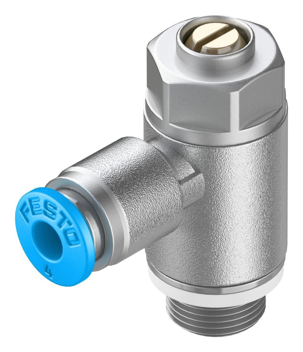 Festo Grla-1/8-Qs-4-D 1-Way Flow Ctrl Valve, Qs-4-G1/8, 10Bar