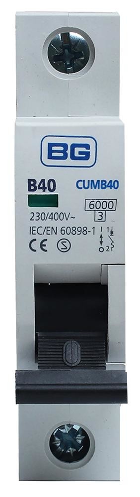 Bg Electrical Cumb40-01 40A Type B Mcb, Single Pole, 6Ka
