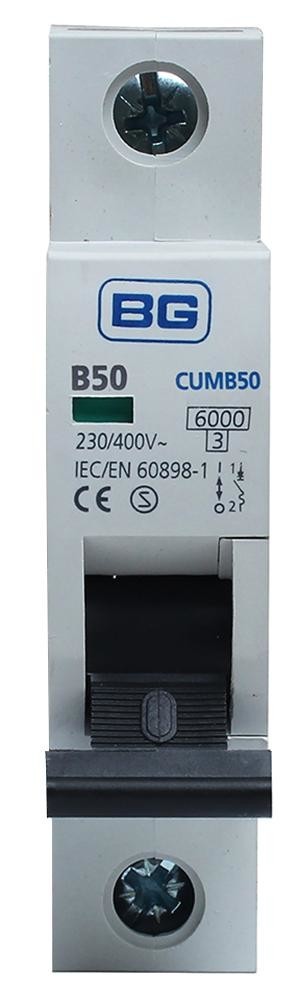 Bg Electrical Cumb50-01 50A Type B Mcb, Single Pole, 6Ka