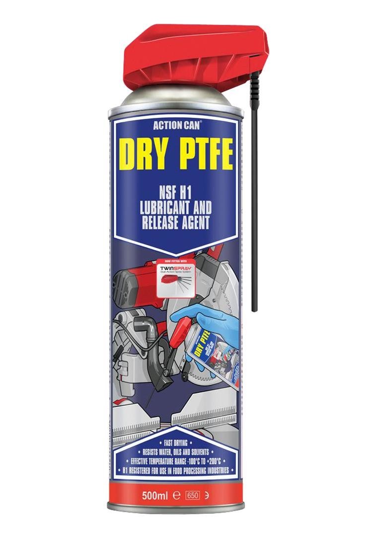 Action Can Dry Ptfe Twinspray, 500Ml Lubricant, Oil, Aerosol, 500Ml