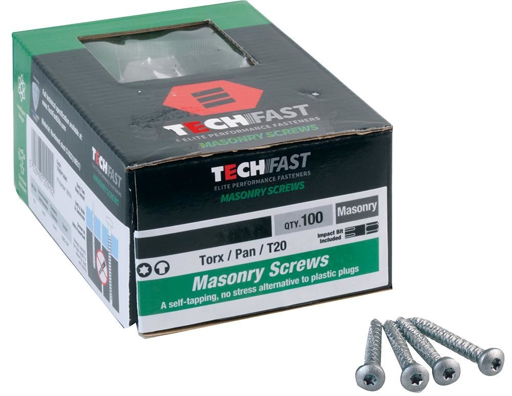 Techfast Tfmspt4832 Masonry Screw Pan Head 4.8X32mm Pk100