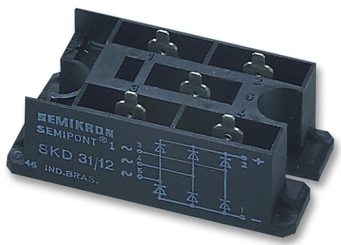 Semikron Skd31/08 Bridge Rectifier, 30A, 800V, 3Ph