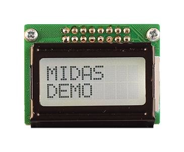 Midas Displays Mc20805B6W-Fptlw3.3-V2 Lcd Display, Cob, 8 X 2, Fstn, 3.3V