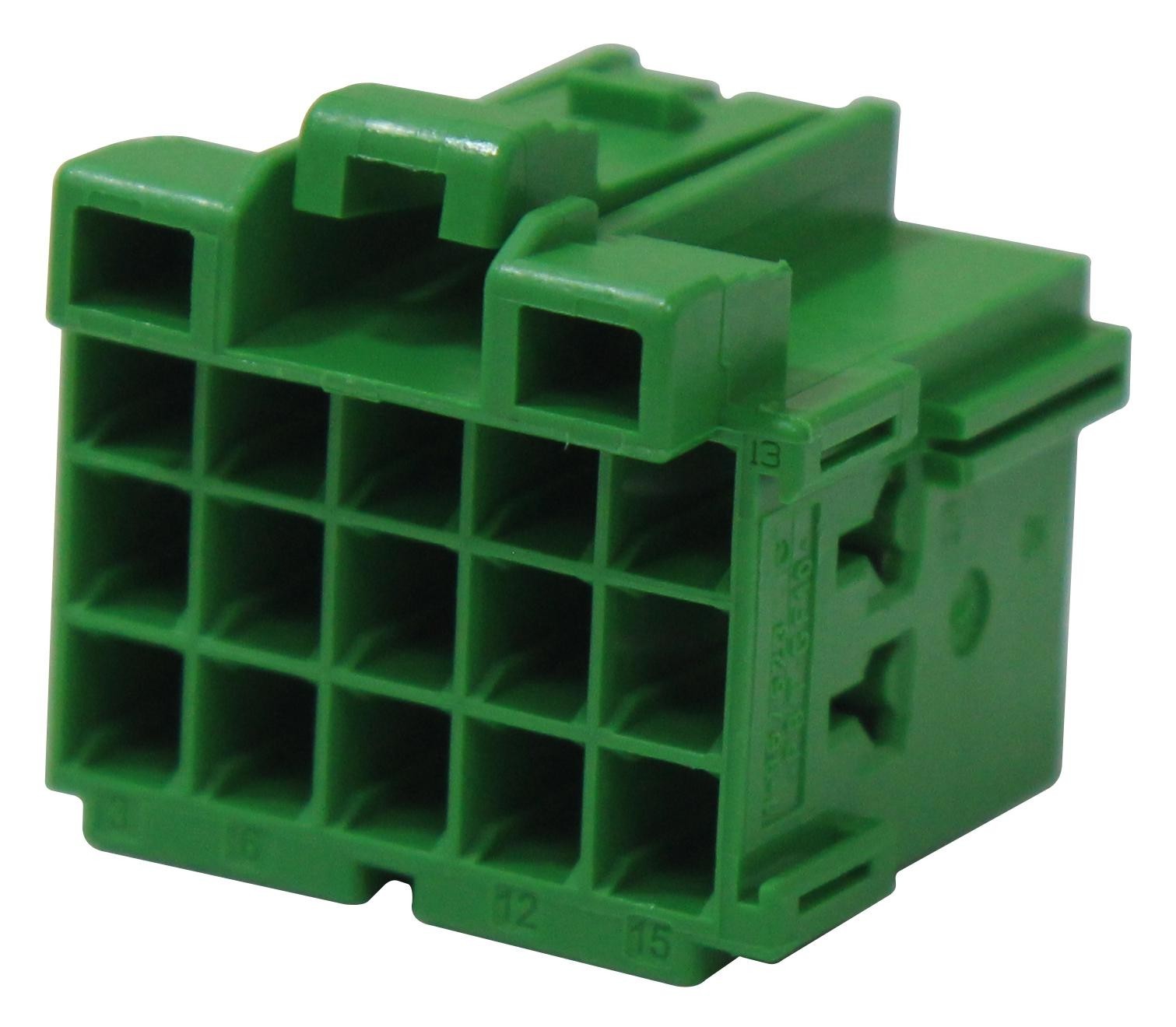 Amp Connectors / Te Connectivity 1-967623-2 Automotive Housing, Rcpt, 15Pos, Green