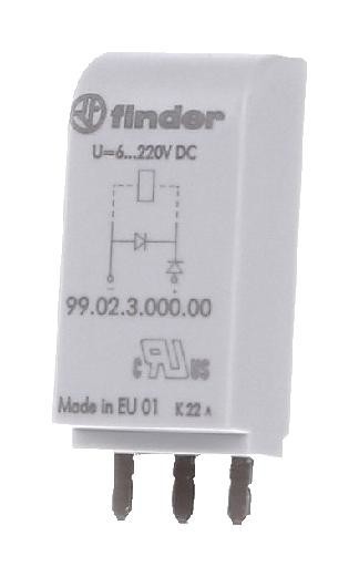 Finder Relays Relays 99.02.9.024.99 Module, Diode + Led, 6-24Vdc