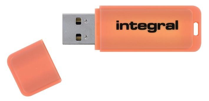 Integral Infd64Gbneonor3.0 Usb 3.0 Flash Drive Neon 64Gb Orange