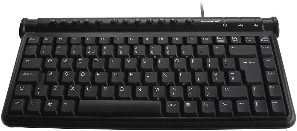 Accuratus Kyb-Minihub2-Blk Usb Mini Keyboard With 2 Port Usb2.0 Hub