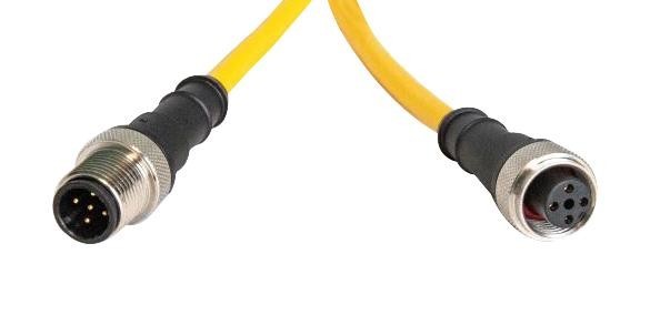 HARTING 21350102517100 M12 A-Code 4-Pin Straight Male To Straight Female, 10M, Pvc Yellow Jacket 51Ak5437