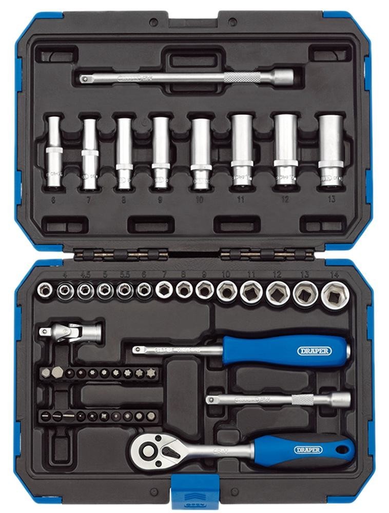 Draper Tools 16355 Metric Socket Set, 47Pc, 1/4