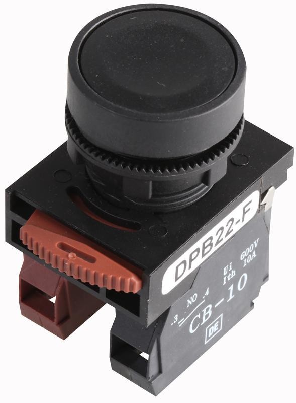 Hylec Dpb22-F11B Switch, Non Illuminated, Flush, Black