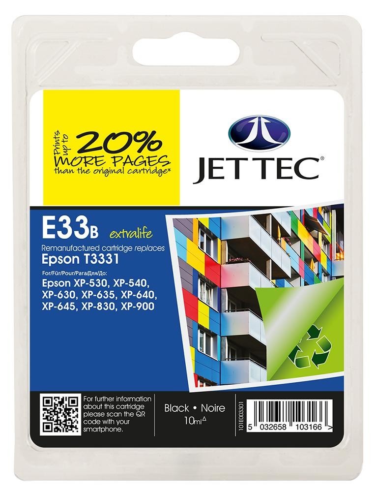 Jet Tec 101E003301 Ink Cart, Reman, T3331 Black