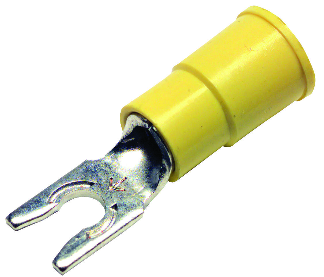 Multicomp Cls-Tv-1006 Terminal, Locking Fork, #6, Crimp, Yellow