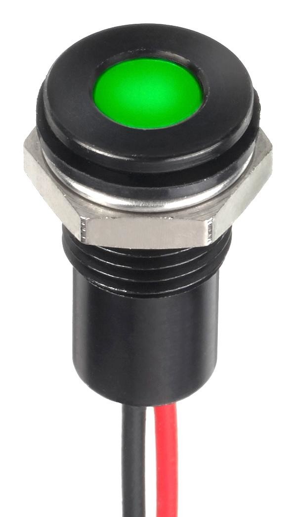 APEM Q6F5Bxxhg12E Led Panel Indicator, Green, 6mm, 12Vdc