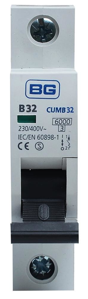 Bg Electrical Cumb32-01 32A Type B Mcb, Single Pole, 6Ka