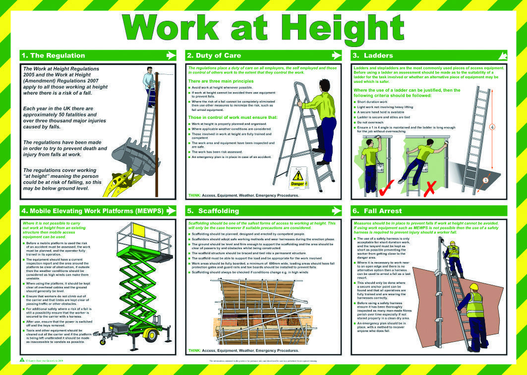 Safety First Aid Group A716 Poster, Work At Height Guidance