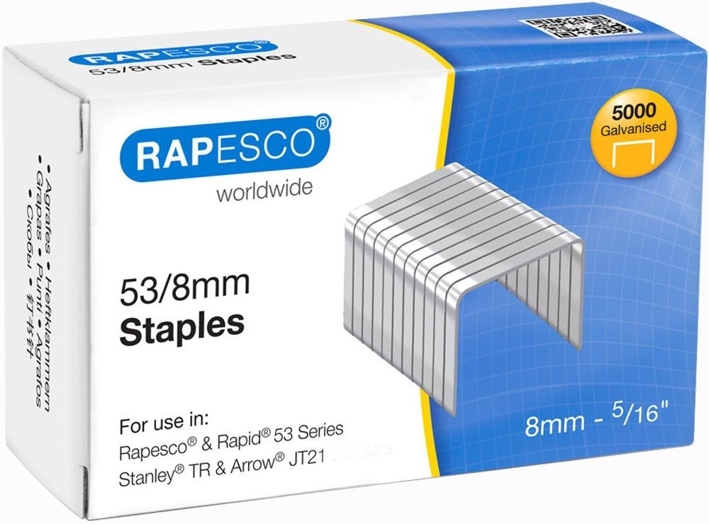 Rapesco 0750 Staples, 53/8mm (Box Of 5000)
