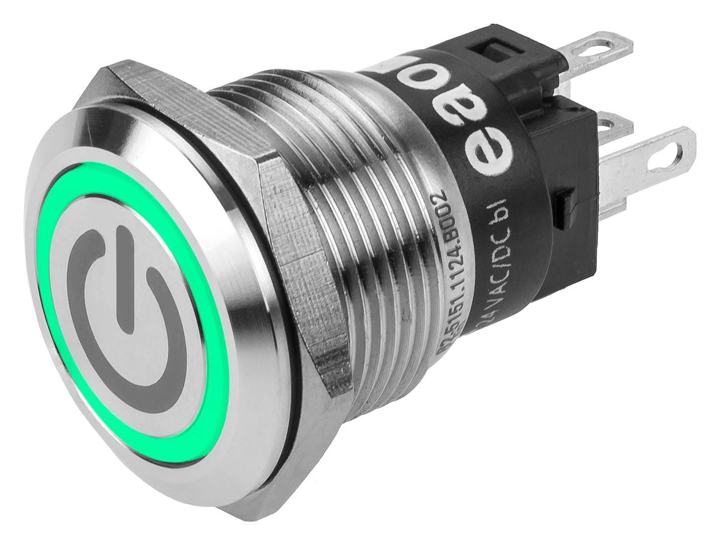 EAO 82-5151.2133.b002 Anti Vandal Sw, Spdt, 3A/240V, 19mm, Grn