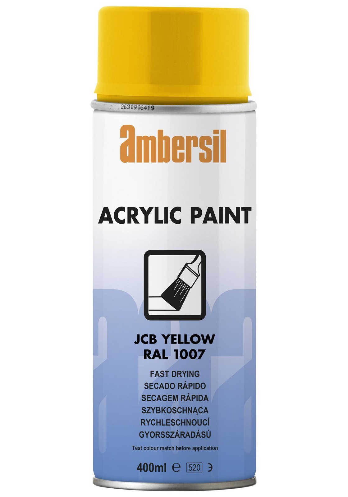 Ambersil Acrylic Paint, Yellow Ral 1007, 400Ml Conformal Coating, Aerosol, Yellow/400Ml