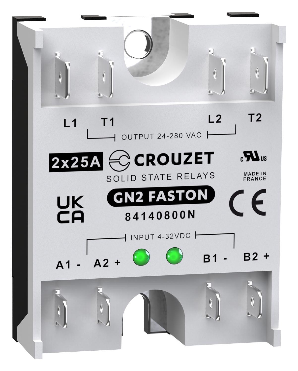 Crouzet 84140800N Solid State Relay, 25A, 4-32Vdc, Panel